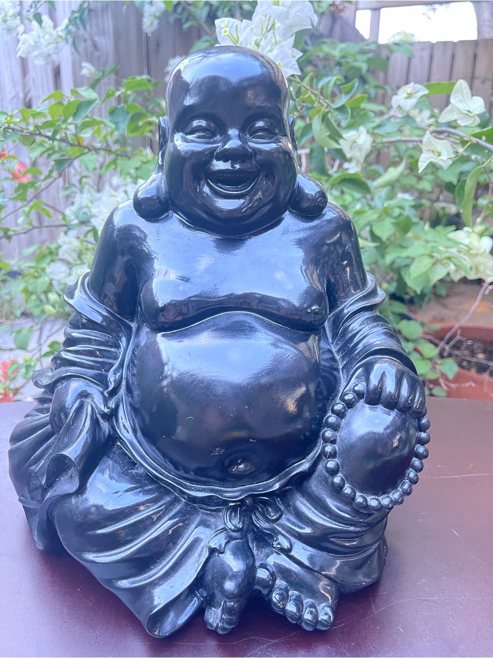 Black Laughing Buddha Figurine - Decorative Home Art - Picture 3 of 8